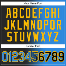 Load image into Gallery viewer, Custom Stitched Black Powder Blue-Gold Gradient Fashion Sports Pullover Sweatshirt Hoodie