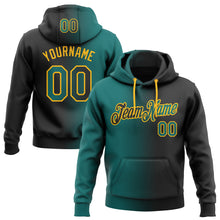 Load image into Gallery viewer, Custom Stitched Black Teal-Gold Gradient Fashion Sports Pullover Sweatshirt Hoodie