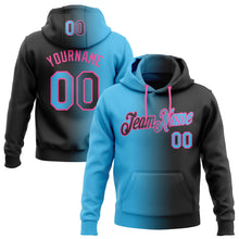 Load image into Gallery viewer, Custom Stitched Black Sky Blue-Pink Gradient Fashion Sports Pullover Sweatshirt Hoodie