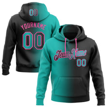 Load image into Gallery viewer, Custom Stitched Black Aqua-Pink Gradient Fashion Sports Pullover Sweatshirt Hoodie