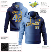 Load image into Gallery viewer, Custom Stitched Navy Light Blue-Gold Gradient Fashion Sports Pullover Sweatshirt Hoodie