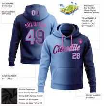 Load image into Gallery viewer, Custom Stitched Navy Light Blue-Pink Gradient Fashion Sports Pullover Sweatshirt Hoodie