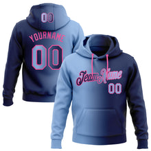 Load image into Gallery viewer, Custom Stitched Navy Light Blue-Pink Gradient Fashion Sports Pullover Sweatshirt Hoodie