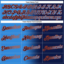 Load image into Gallery viewer, Custom Stitched Navy Powder Blue-Orange Gradient Fashion Sports Pullover Sweatshirt Hoodie