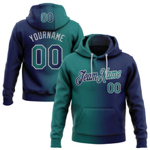Load image into Gallery viewer, Custom Stitched Navy Teal-Gray Gradient Fashion Sports Pullover Sweatshirt Hoodie