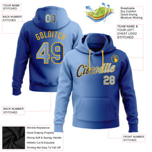 Load image into Gallery viewer, Custom Stitched Royal Light Blue-Gold Gradient Fashion Sports Pullover Sweatshirt Hoodie