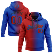 Load image into Gallery viewer, Custom Stitched Thunder Blue Red-Black Gradient Fashion Sports Pullover Sweatshirt Hoodie