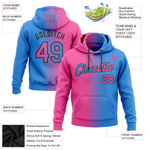 Load image into Gallery viewer, Custom Stitched Powder Blue Pink-Black Gradient Fashion Sports Pullover Sweatshirt Hoodie