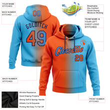 Load image into Gallery viewer, Custom Stitched Sky Blue Orange-Navy Gradient Fashion Sports Pullover Sweatshirt Hoodie
