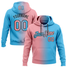 Load image into Gallery viewer, Custom Stitched Sky Blue Medium Pink-Black Gradient Fashion Sports Pullover Sweatshirt Hoodie
