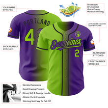 Load image into Gallery viewer, Custom Purple Neon Green-Black Authentic Gradient Fashion Baseball Jersey