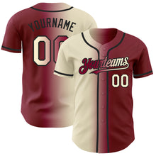 Load image into Gallery viewer, Custom Maroon Cream-Black Authentic Gradient Fashion Baseball Jersey