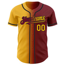 Load image into Gallery viewer, Custom Maroon Gold-Black Authentic Gradient Fashion Baseball Jersey