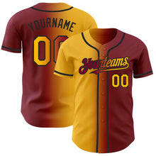 Load image into Gallery viewer, Custom Maroon Gold-Black Authentic Gradient Fashion Baseball Jersey