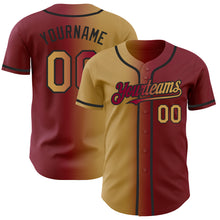 Load image into Gallery viewer, Custom Maroon Old Gold-Black Authentic Gradient Fashion Baseball Jersey
