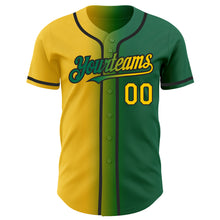 Load image into Gallery viewer, Custom Kelly Green Yellow-Black Authentic Gradient Fashion Baseball Jersey