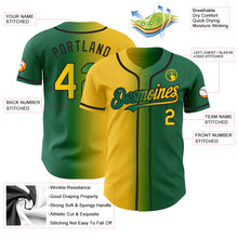 Load image into Gallery viewer, Custom Kelly Green Yellow-Black Authentic Gradient Fashion Baseball Jersey