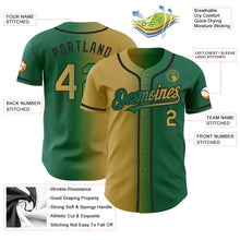 Load image into Gallery viewer, Custom Kelly Green Old Gold-Black Authentic Gradient Fashion Baseball Jersey