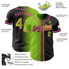 Load image into Gallery viewer, Custom Black Neon Green-Pink Authentic Gradient Fashion Baseball Jersey
