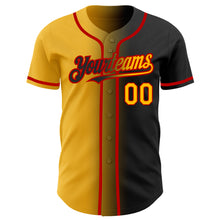 Load image into Gallery viewer, Custom Black Gold-Red Authentic Gradient Fashion Baseball Jersey