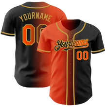 Load image into Gallery viewer, Custom Black Orange-Old Gold Authentic Gradient Fashion Baseball Jersey