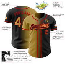 Load image into Gallery viewer, Custom Black Old Gold-Red Authentic Gradient Fashion Baseball Jersey