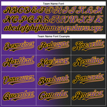 Load image into Gallery viewer, Custom Black Purple-Gold Authentic Gradient Fashion Baseball Jersey