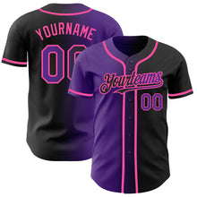 Load image into Gallery viewer, Custom Black Purple-Pink Authentic Gradient Fashion Baseball Jersey