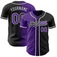 Load image into Gallery viewer, Custom Black Purple-Gray Authentic Gradient Fashion Baseball Jersey