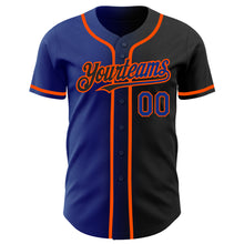 Load image into Gallery viewer, Custom Black Royal-Orange Authentic Gradient Fashion Baseball Jersey