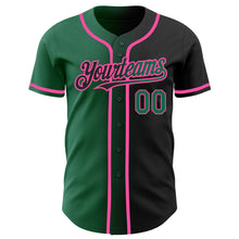 Load image into Gallery viewer, Custom Black Kelly Green-Pink Authentic Gradient Fashion Baseball Jersey