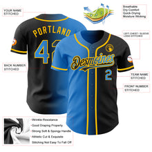 Load image into Gallery viewer, Custom Black Electric Blue-Gold Authentic Gradient Fashion Baseball Jersey