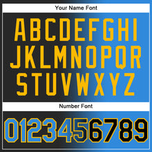 Load image into Gallery viewer, Custom Black Electric Blue-Gold Authentic Gradient Fashion Baseball Jersey