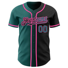 Load image into Gallery viewer, Custom Black Teal-Pink Authentic Gradient Fashion Baseball Jersey