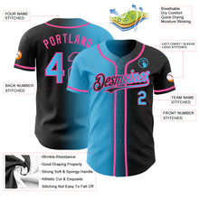Load image into Gallery viewer, Custom Black Sky Blue-Pink Authentic Gradient Fashion Baseball Jersey