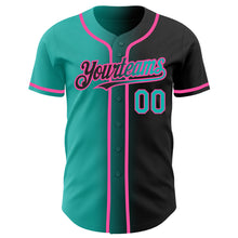 Load image into Gallery viewer, Custom Black Aqua-Pink Authentic Gradient Fashion Baseball Jersey