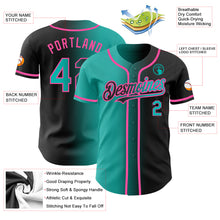 Load image into Gallery viewer, Custom Black Aqua-Pink Authentic Gradient Fashion Baseball Jersey