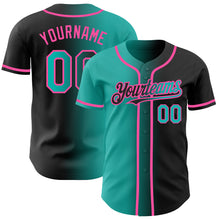 Load image into Gallery viewer, Custom Black Aqua-Pink Authentic Gradient Fashion Baseball Jersey