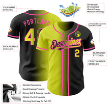 Load image into Gallery viewer, Custom Black Neon Yellow-Pink Authentic Gradient Fashion Baseball Jersey
