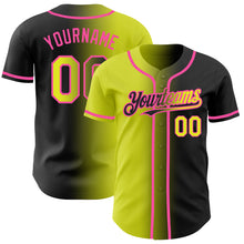 Load image into Gallery viewer, Custom Black Neon Yellow-Pink Authentic Gradient Fashion Baseball Jersey