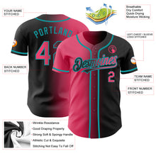 Load image into Gallery viewer, Custom Black Neon Pink-Teal Authentic Gradient Fashion Baseball Jersey