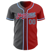 Load image into Gallery viewer, Custom Red Steel Gray-Light Blue Authentic Gradient Fashion Baseball Jersey