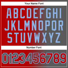Load image into Gallery viewer, Custom Red Steel Gray-Light Blue Authentic Gradient Fashion Baseball Jersey
