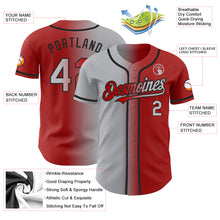 Load image into Gallery viewer, Custom Red Gray-Black Authentic Gradient Fashion Baseball Jersey