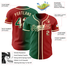 Load image into Gallery viewer, Custom Red Vintage Mexican Flag Kelly Green-City Cream Authentic Gradient Fashion Baseball Jersey