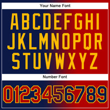 Load image into Gallery viewer, Custom Navy Red-Gold Authentic Gradient Fashion Baseball Jersey