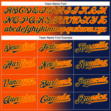 Load image into Gallery viewer, Custom Navy Orange-Gold Authentic Gradient Fashion Baseball Jersey