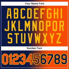 Load image into Gallery viewer, Custom Navy Orange-Gold Authentic Gradient Fashion Baseball Jersey