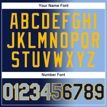 Load image into Gallery viewer, Custom Navy Light Blue-Gold Authentic Gradient Fashion Baseball Jersey