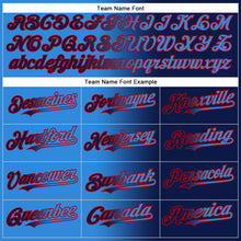 Load image into Gallery viewer, Custom Navy Electric Blue-Red Authentic Gradient Fashion Baseball Jersey